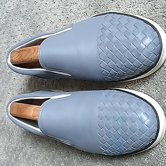 BOTTEGA VENETA light blue leather slip ons